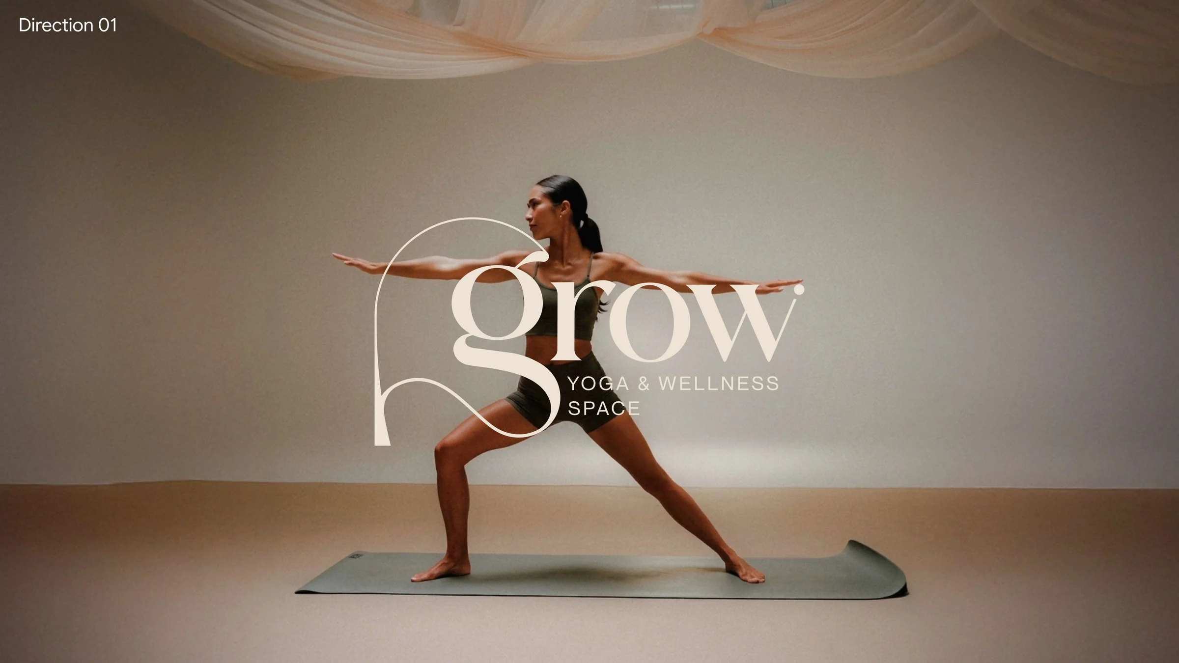 Grow Yoga & Wellness logo over a studio yoga practice